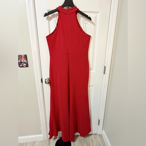 Red Halter Ruffle Maxi Dress - Picture 2 of 3